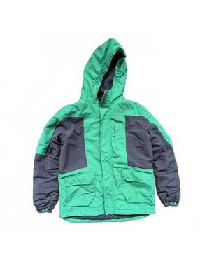 Lands' End Boys' Preloved Green and Navy Outdoor Jacket - Size L